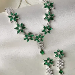 ZENEME Rhodium-Plated AD Studded Jewellery Set-52