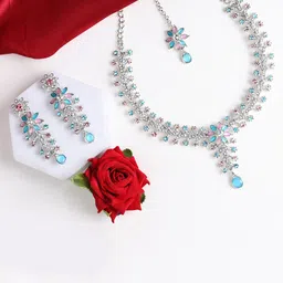 Atasi International Silver-Plated Crystal-Studded Jewellery Set-55