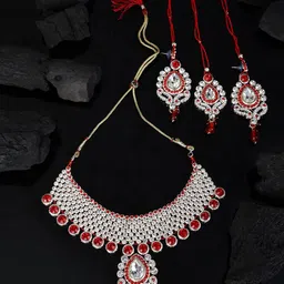ANIKAS CREATION Gold-Plated Stones Studded Jewellery Set-78