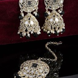 KARATCART Gold-Plated Kundan Stone Studded Jewellery Set-image-80