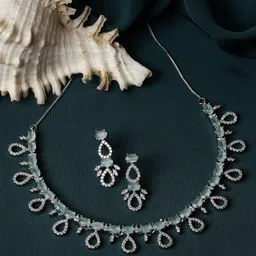 ZENEME Rhodium-Plated AD-Studded Jewellery Set-43
