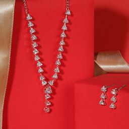 AMI Rose Gold Plated Stone Studded Jewellery Set-image-75