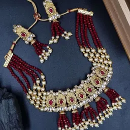 Anouk Gold Plated Kundan Studded & Beaded Jewellery Set-84