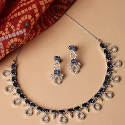 ZENEME Rhodium-Plated AD-Studded Jewellery Set-19