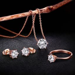 Peora Rose Gold-Plated Cubic Zirconia-Studded Jewellery Set-13