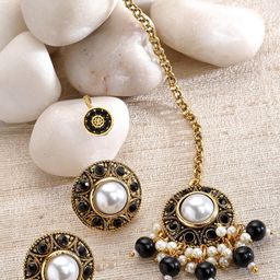 KARATCART Gold-Plated Stone-Studded & Beaded Jewellery Set-28
