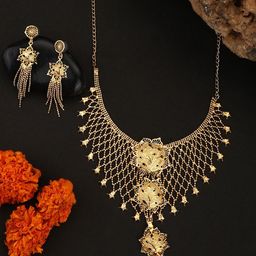 ANIKAS CREATION Gold-Plated Jaal Work Star Traditional Jewellery Set-image-53