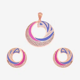 Kushal's Fashion Jewellery Rose Gold-Plated Cubic Zirconia-Studded Jewellery Set-picture-16