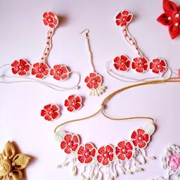 Sangria Red Gold-Plated Beaded Jewellery Set-29
