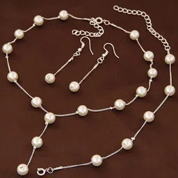 Jewels Galaxy Silver-Plated Artificial-Beaded Necklace & Earrings With Bracelet Set-29