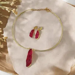 Niska Gold-Plated Quartz-Studded Jewellery Set-image-55