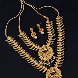 Silver Shine Gold-Plated & Gold Traditional long Harm Jewellery Set-14