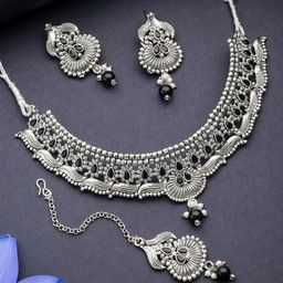Jazz and Sizzle Silver-Plated Kundan-Studded & Beaded Jewellery Set-45