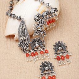 Moedbuille Silver-Plated Artificial Beaded Jewellery Set-image-98