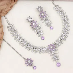Atasi International Rhodium-Plated Crystal Stones Studded Jewellery Set-13