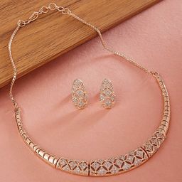 Zaveri Pearls Rose Gold-Plated CZ-Studded Jewellery Set-35