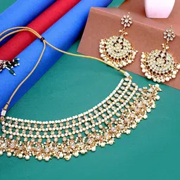 KARATCART Gold-Plated & Kundan Stone-Studded Jewellery Set-image-48