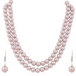RATNAVALI JEWELS Silver-Plated Beaded Layered Necklace Set-47