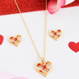 Voylla Gold-Plated Hearts Pendant Set-image-49