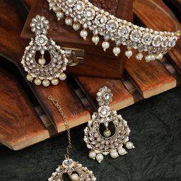 Sukkhi Gold Plated & Kundan Studded Jewellery Set-image-25