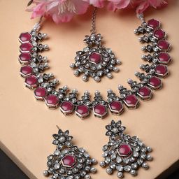 ADIVA Silver-Plated & Kundan Studded Jewellery Set-27