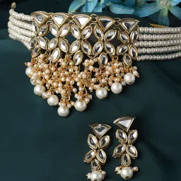 KARATCART Gold-Plated Kundan-Studded & Artificial-Beaded Jewellery Set-0