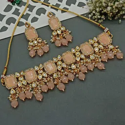 AASHISH IMITATION Gold-Plated Kundan Studded & Beaded Jewellery Set-image-35