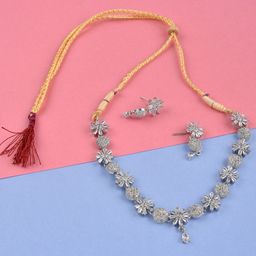 The Pari Rhodium-Plated & AD Stone-Studded Jewellery Set-15
