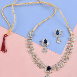 The Pari Rhodium-Plated Dual Toned AD Studded Jewellery Set-picture-33