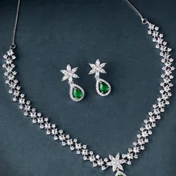 KARATCART Silver Plated CZ Studded Jewellery Set-46