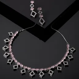 ZENEME Rhodium-Plated AD-Studded Jewellery Set-16
