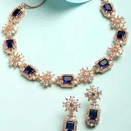 KARATCART Rose Gold Plated Cubic Zirconia Studded Jewellery Set-image-30