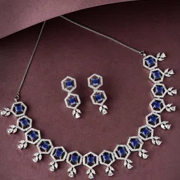 KARATCART Silver Plated CZ Studded Jewellery Set-33