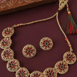 OOMPH Stone Studded & Pearls Beaded Jewellery Set-46