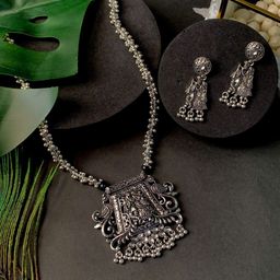 I Jewels Silver-Plated Radha Krishna Jewellery Set-image-4