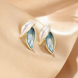 VAGHBHATT Gold-Plated Leaf Shaped Stud Earrings-2