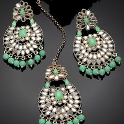 KARATCART Gold-Plated Kundan Studded & Beaded Jewellery Set-picture-45