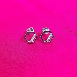 Arte Jewels 925 Sterling Silver Silver-Plated Cubic Zirconia Contemporary Stud Earrings-33