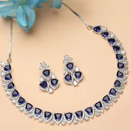 KARATCART Silver-Plated Cubic Zirconia Studded Jewellery Set-29