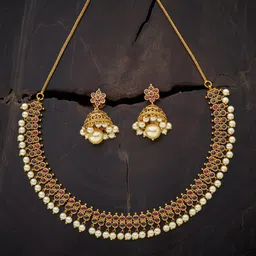 Kushal's Fashion Jewellery Gold-Plated Stone-studded Antique Jewellery Set-45
