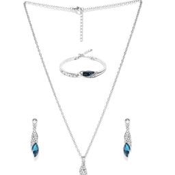 DressBerry Silver-Plated Stone-Studded Jewellery Set With Bracelet-image-64