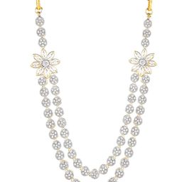 The Pari Rhodium-Plated AD Stone-Studded Double Layer Jewellery Set-image-56