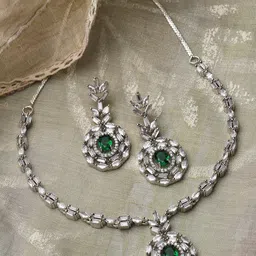 ZENEME Rhodium-Plated AD-Studded Jewellery Set-69