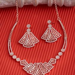 Zaveri Pearls Women Rose Gold-Plated CZ-Studded & Beaded Jewellery Set-63