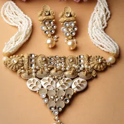 ADIVA Gold-Plated Kundan-Studded & Beaded Jewellery Set-46