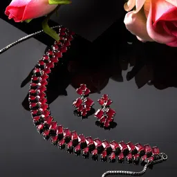 ZENEME Rhodium-Plated AD-Studded Jewellery Set-4