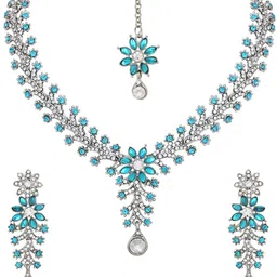 Atasi International Silver-Plated Crystal-Studded Jewellery Set-42