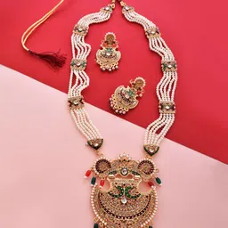 The Pari Gold-Plated Pearl & Artificial Stone Studded Alloy Jewellery Set-image-32
