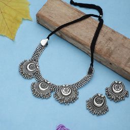 CARDINAL Silver Oxidized Jewellery Set-image-86