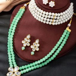 Peora  Stones Studded & Beaded Jewellery Set-image-23
